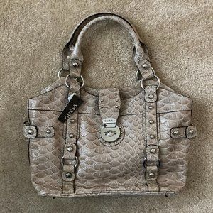 NWT Guess Crete Beige Croco Large Tote Handbag NEW-LAST DAYS!